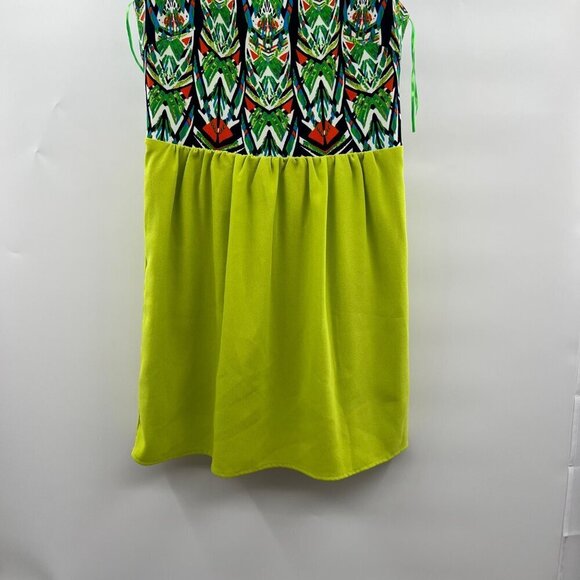 C Luce Women's Sleeveless A-Line Dress Lime/Multi Cut Out Back Size Small - Picture 5 of 9